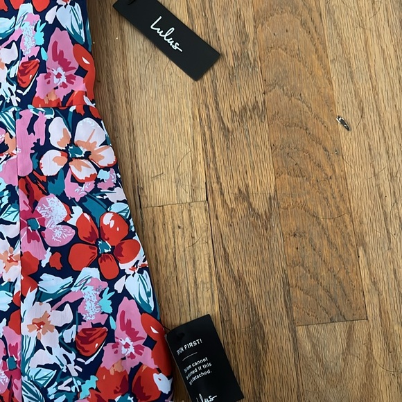 Chance of Blooms Navy Blue Multi Floral Print Halter Mini Dress - Picture 7 of 8